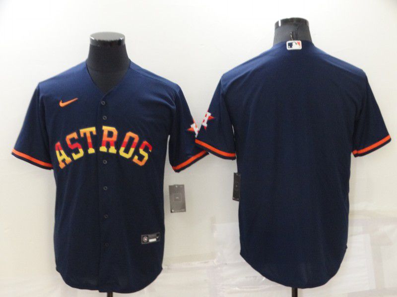 Men Houston Astros Blank Blue Rainbow Edition Game Nike 2022 MLB Jersey